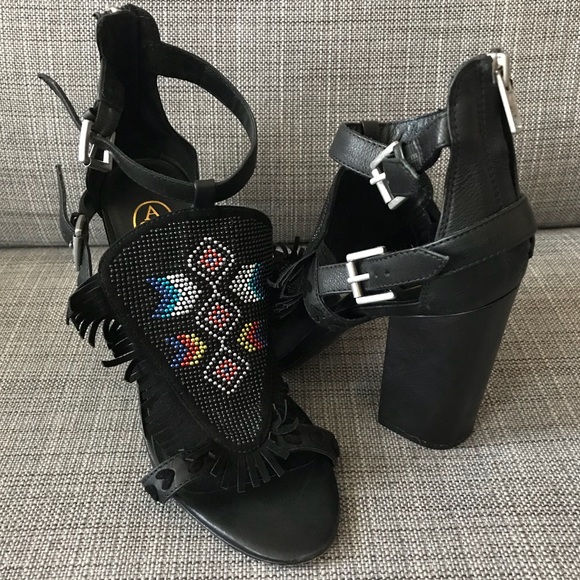 Ash Shoes Ottawa High Heel Fringe Sandals Black 39 Poshmark